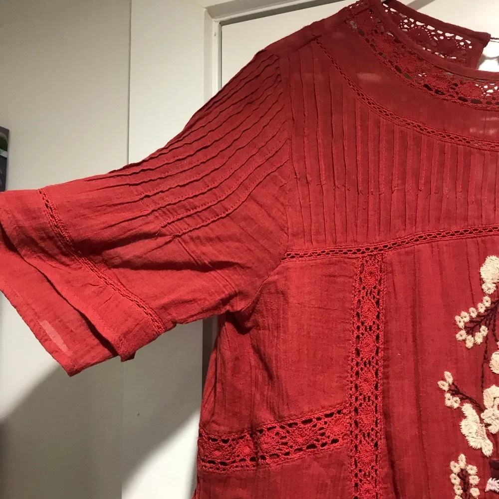 Free People Red Ruffled Mini Dress - Picture 5 of 8